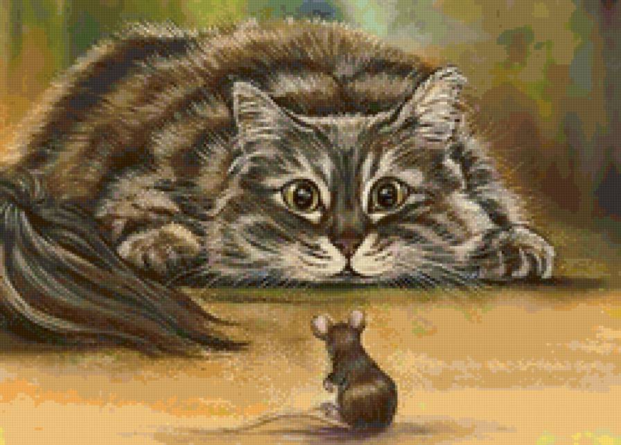 Охотник - животные, мышь, кот - предпросмотр