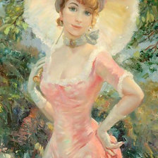 Схема вышивки «Незнакомка в розовом»