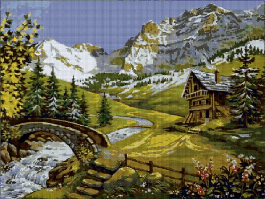 Домик в горах - природа, горы - предпросмотр