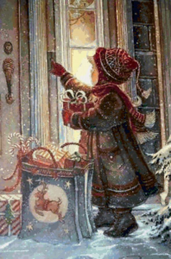 Разносчица подарков - девочка, подарки, зима, новый год, рождество - предпросмотр