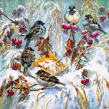 Схема вышивки «Воробьи»