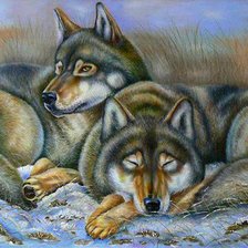 Схема вышивки «волки»