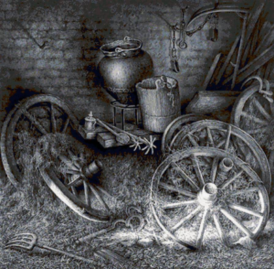 черно-белое - природа, дома - предпросмотр