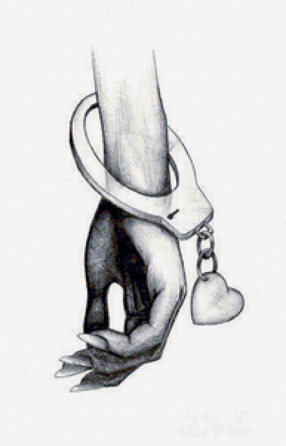 черно-белое - любовь, чувства, рука, сердце - предпросмотр