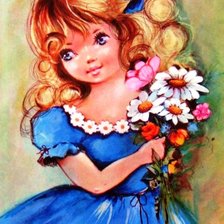 Схема вышивки «Девочка с цветами»
