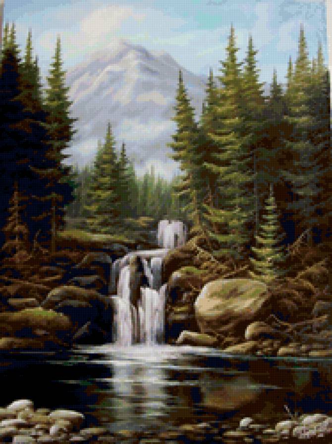 Водопад - найденов александр, живопись - предпросмотр