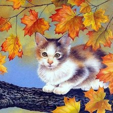 Схема вышивки «котенок на дереве»