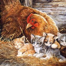 Схема вышивки «наседка и котята»