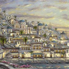 Схема вышивки «A Sunset Sail – Santorini, Greece»