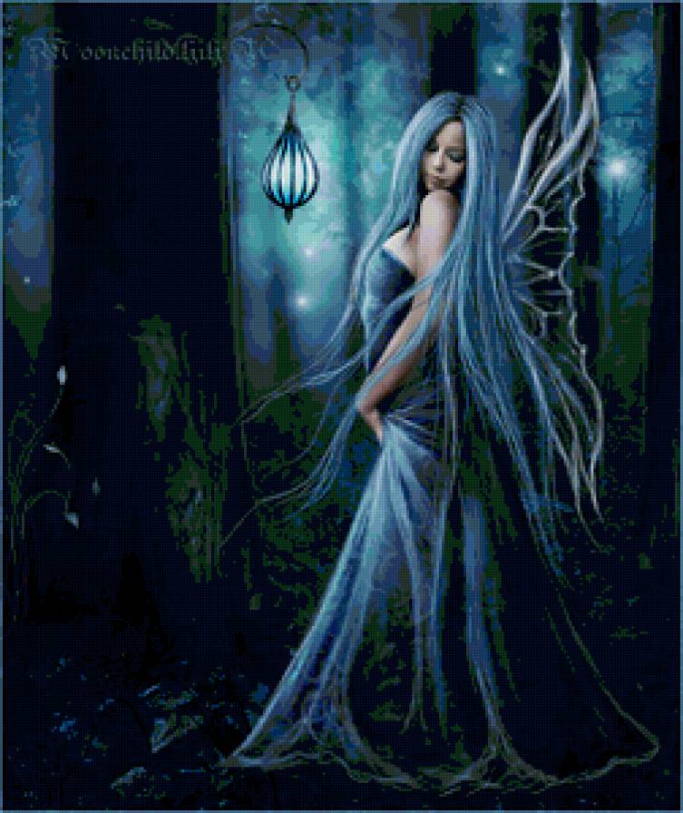 девушка эльф - фэнтези, ночь, фонарь, девушка, эльфы - предпросмотр