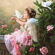 Схема вышивки «Девочка с голубем.»