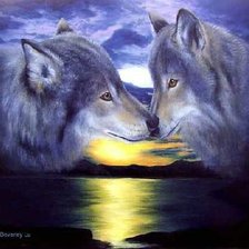 Схема вышивки «Пара волков»