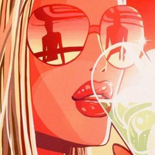 Схема вышивки «Девушка в очках»