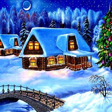 Схема вышивки «домик в лесу»