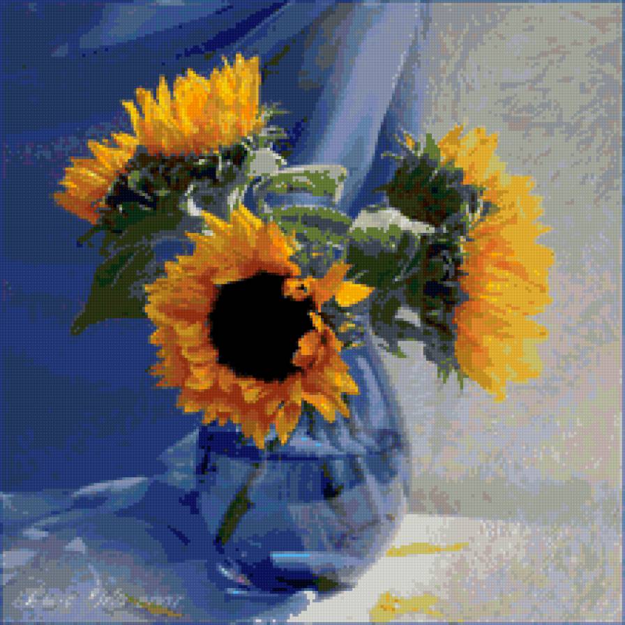 Подсолнухи в вазе - цветы - предпросмотр