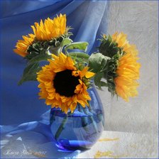 Схема вышивки «Подсолнухи в вазе»