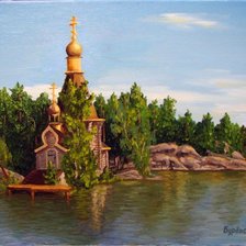 Схема вышивки «Храм у реки»