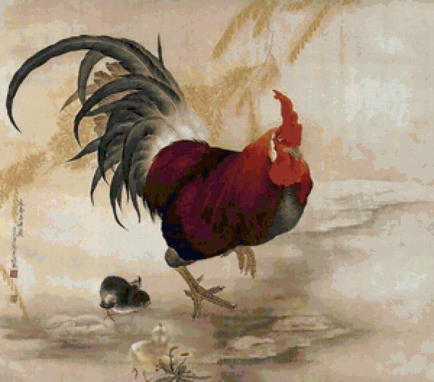 Петушок - птицы, картина - предпросмотр