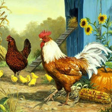 Схема вышивки «Петушок и курочка2»