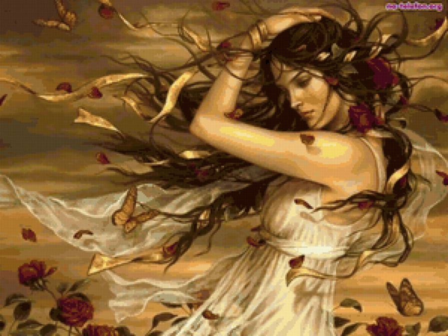 Волосы,цветы,бабочки. - картины., люди - предпросмотр