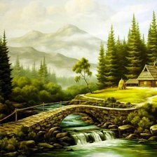 Схема вышивки «Избушка в лесу»