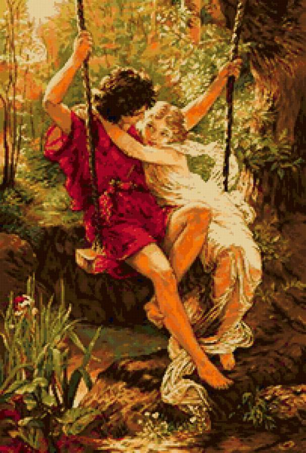 Первая любовь - картина, живопись - предпросмотр