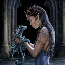 Схема вышивки «Девушка и Дракон»