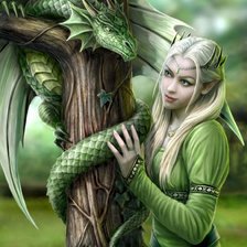 Схема вышивки «Девушка и Дракон»