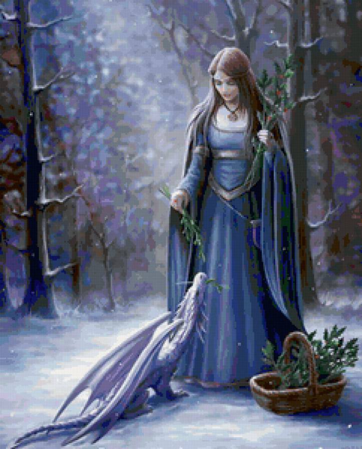 Девушка и Дракон - миф, анна стоукс, девушка, драконы, магия, фэнтези, животные - предпросмотр