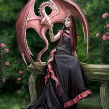 Схема вышивки «Девушка и Дракон»