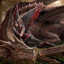 Схема вышивки «Девушка и Дракон»