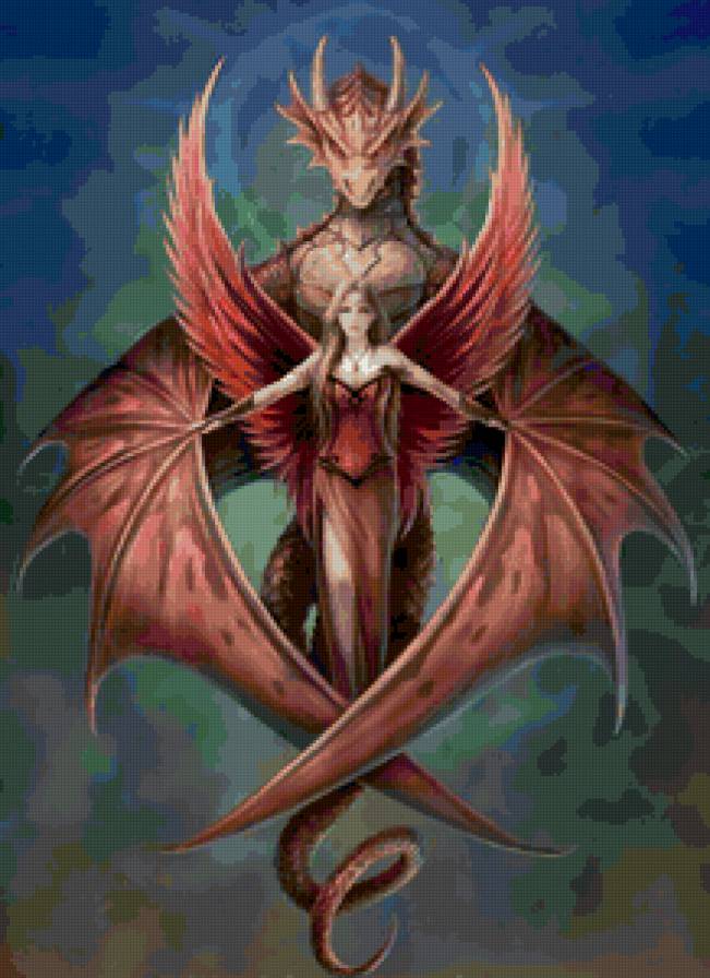 Девушка и Дракон - миф, магия, анна стоукс, девушка, животные, драконы, фэнтези - предпросмотр