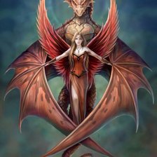 Схема вышивки «Девушка и Дракон»