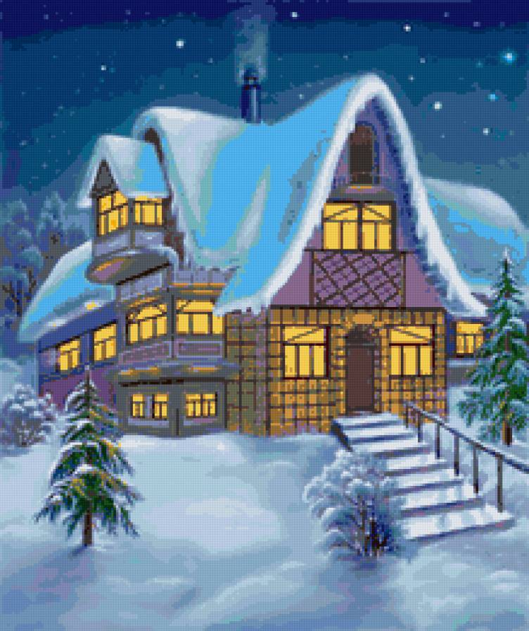 домик в лесу - зима, природа, пейзаж, домик, снег - предпросмотр