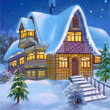 Схема вышивки «домик в лесу»