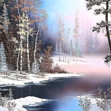 Схема вышивки «утро в лесу»