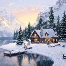 Схема вышивки «дом у реки»