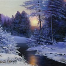 Схема вышивки «зима в лесу»