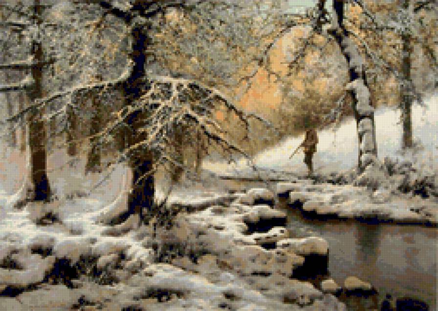 охотник - лес, зима, охотник - предпросмотр