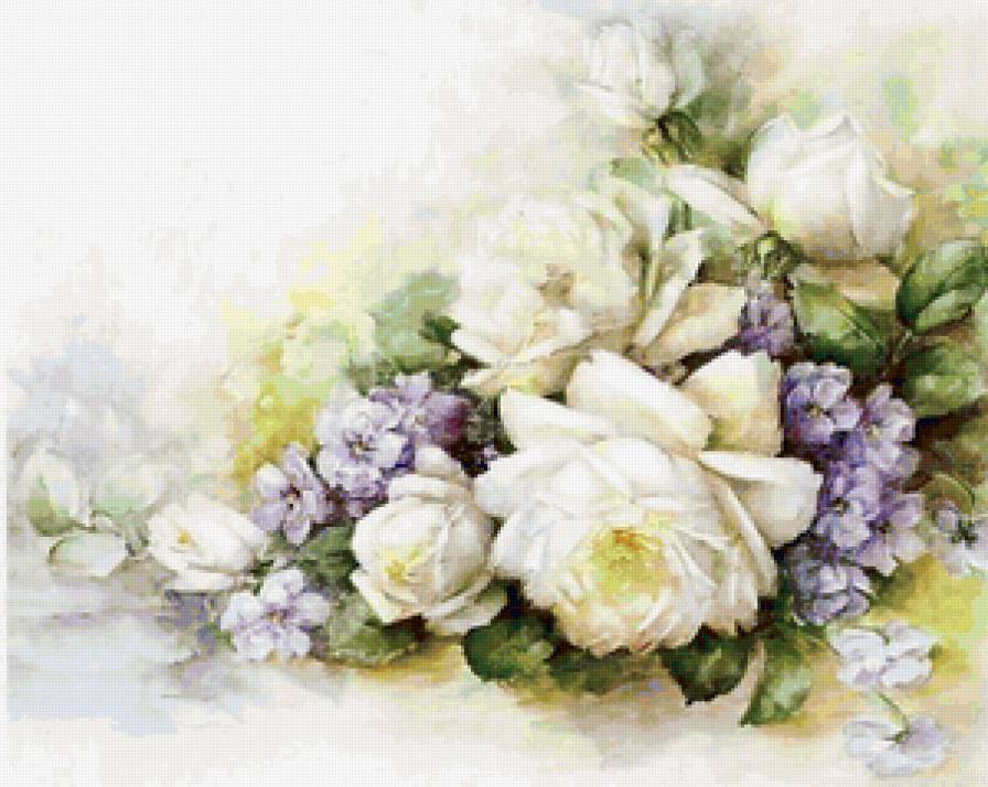 Розы - цветы, салфетка, скатерть - предпросмотр