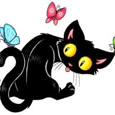 Схема вышивки «кошка с бабочками»