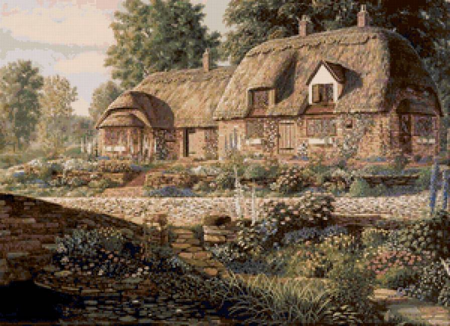 005 - картина, домик, пейзаж, искусство - предпросмотр