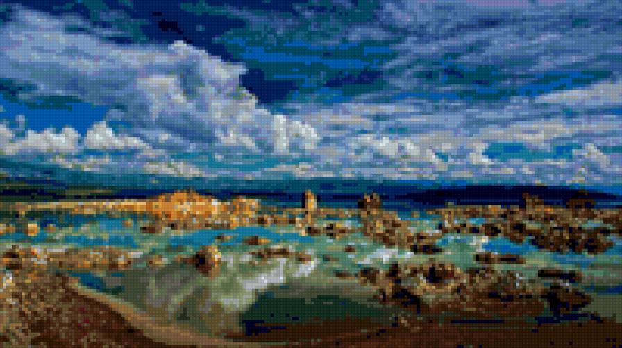 Пейзаж - вода, небо, озеро, моно лейк, пейзаж - предпросмотр