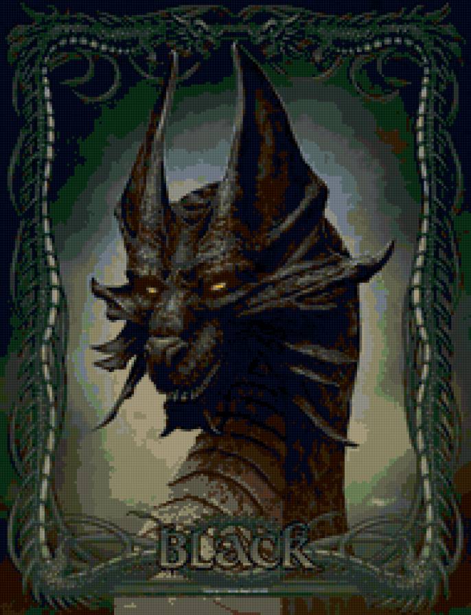 черный дракон - дракон, картина - предпросмотр