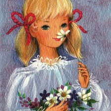 Схема вышивки «Девочка с ромашкой»