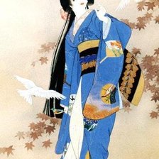 Схема вышивки «Гейша и голуби»