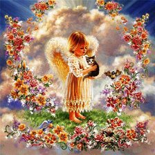 Схема вышивки «ангел с котенком»