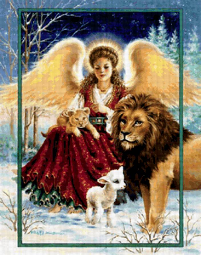 ангел и звери - звери, ангел - предпросмотр