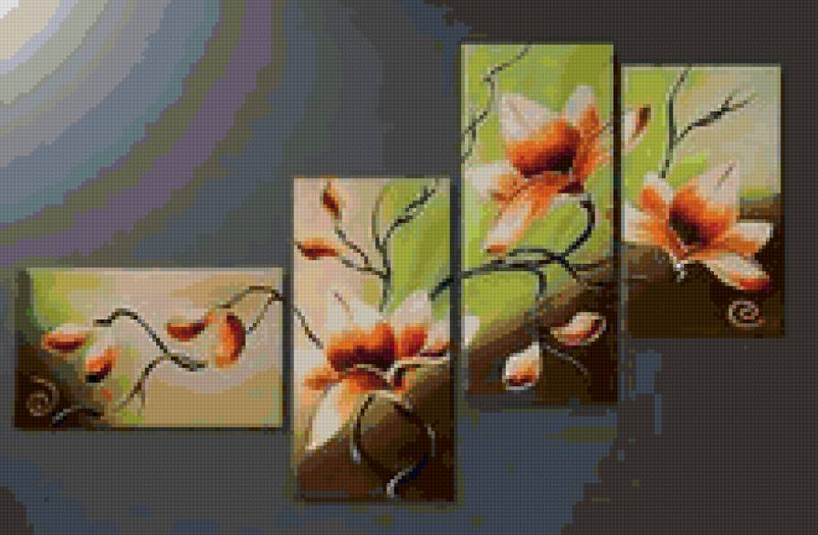 полиптих цветы - цветы, полиптих - предпросмотр