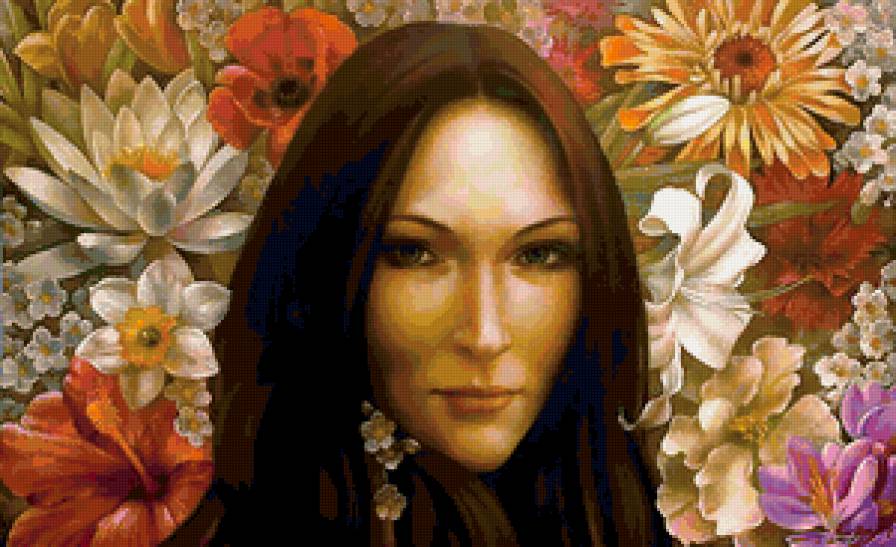 Серия "Она" - цветы, девушка - предпросмотр